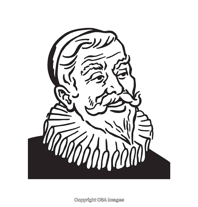 Vintage Black And White Illustration of a Gentleman With a Ruffed Collar