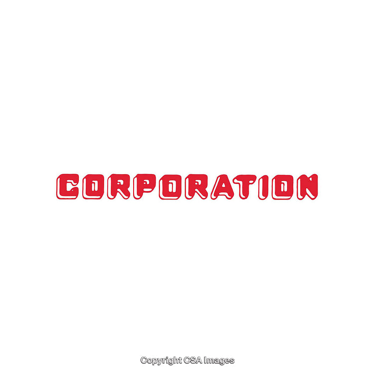 Red Bold Typography Displaying the Word Corporation on White Background