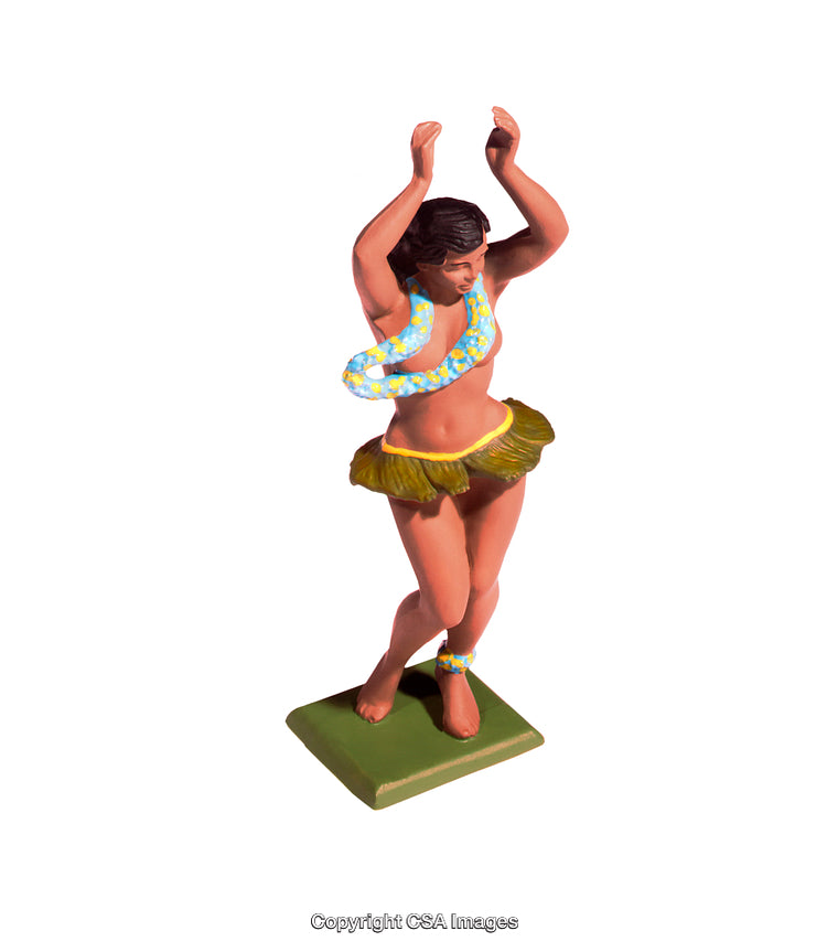 Plastic Toy Figure of a Hula Dancer in Traditional Outfit