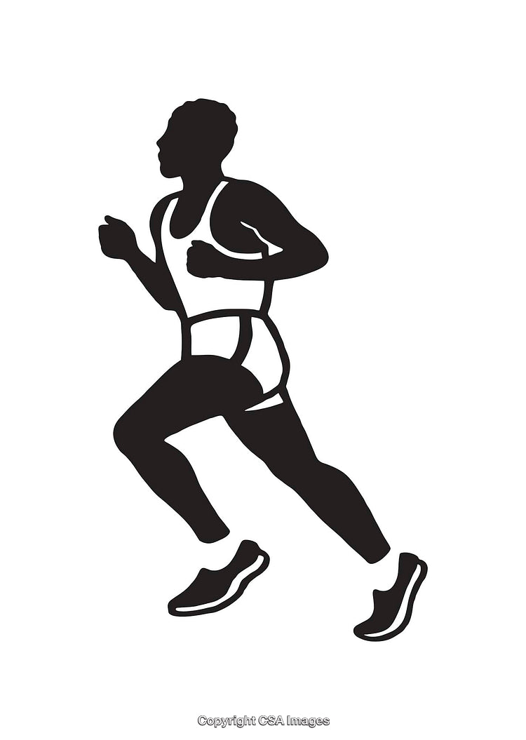 Black and White Silhouette of a Runner in Motion