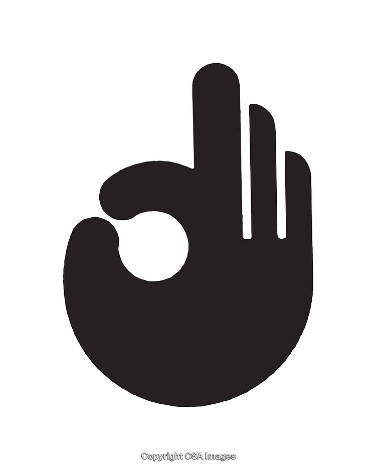 Black And White Icon of an OK Hand Gesture