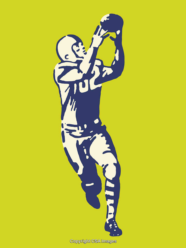 Colorful Line Art of Football Player Making a Catch