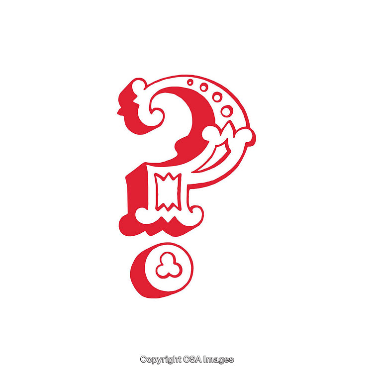 Red Decorative Question Mark with Ornamental Design Elements