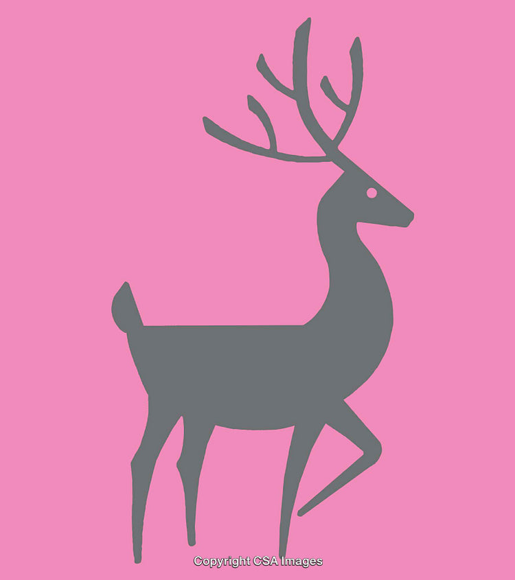 Elegant Stag Silhouette in Modern Pink and Gray Line Art Style