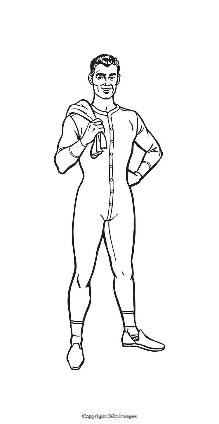 Black and White Line Illustration of a Cheerful Male in Comical Jedwear