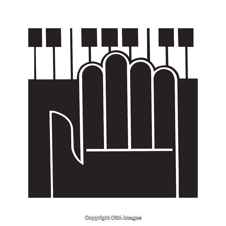 Abstract Black and White Hand and Piano Keyboard Illustration
