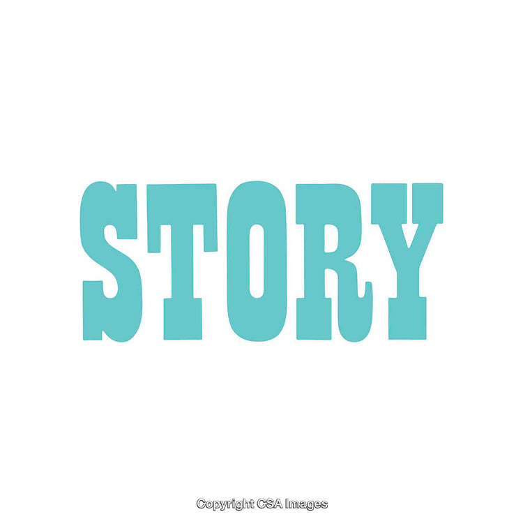 Blue Typography Displaying the Word Story on a White Background