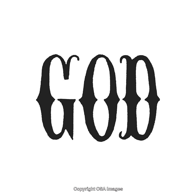 Stylized Black Text Depicting the Word God in Bold Typography