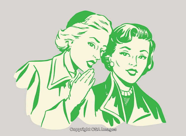 Vintage Illustration of Two Women Engaged in Conversation