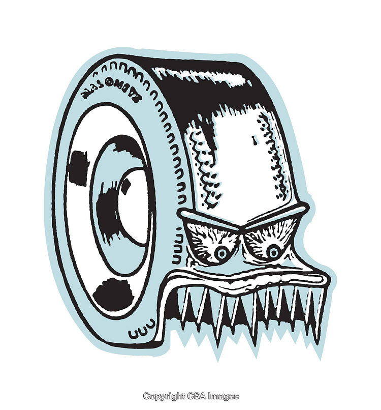 Illustrated Aggressive Tape Roll with Bold Colors and Sharp Features