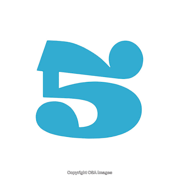 Blue Number Five Design Over a White Background