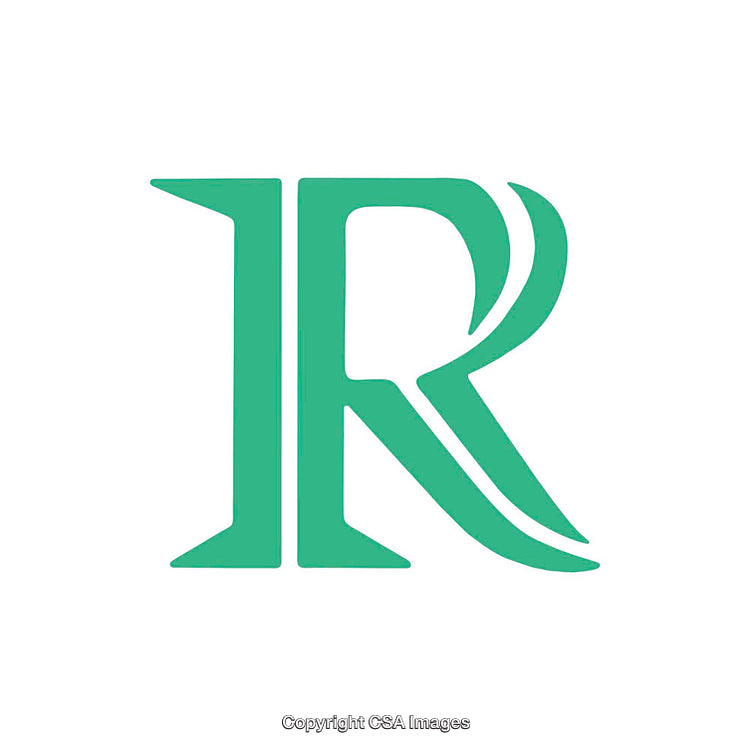 Stylized Green Letter R Icon with Minimalist Design Elements