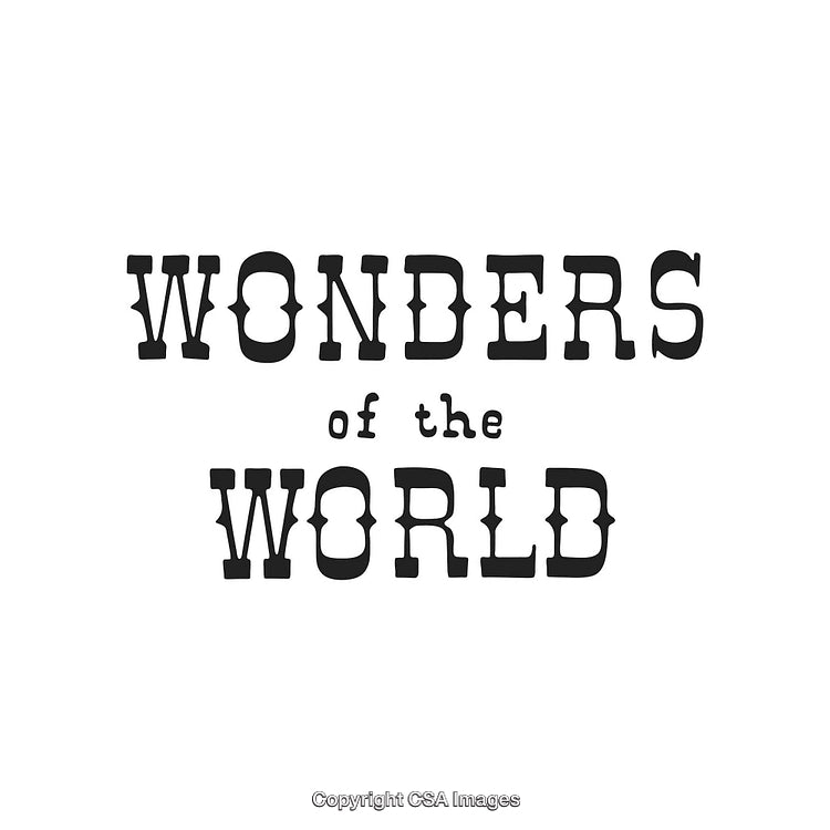 Vintage Typography Design Featuring ‘Wonders of the World’ Text