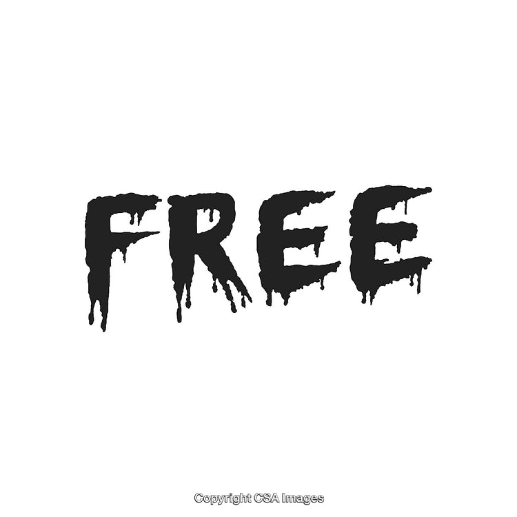 Bold Dripping Font Spelling Free on White Background with Edgy Artistic Style