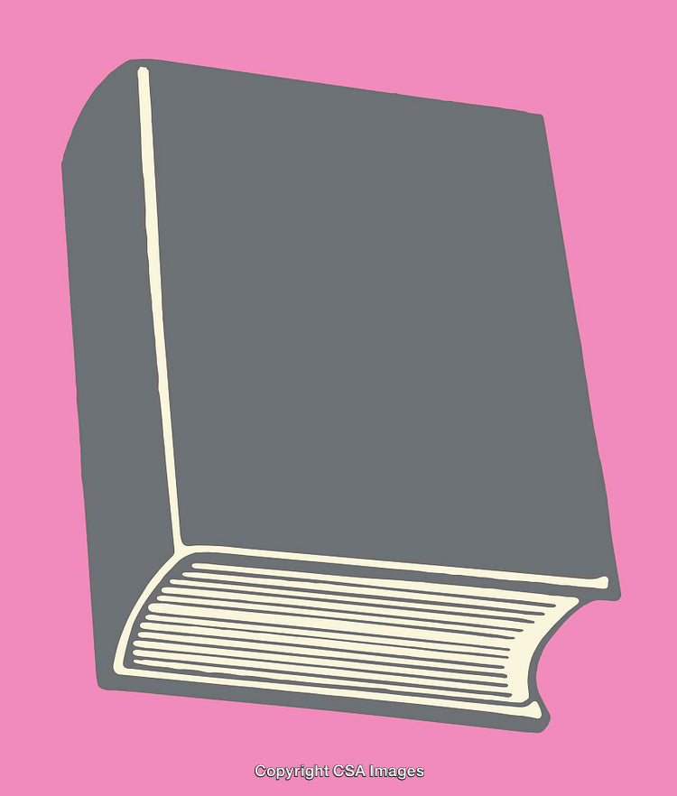 Minimalist Gray Book Illustration on Pink Background in Color Line Art