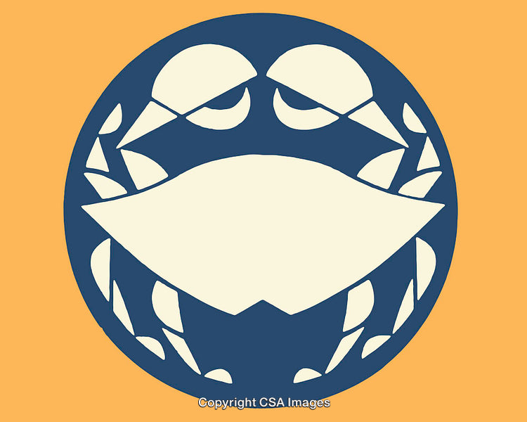 Artistic Illustration of a Simplified Crustacean in a Circular Minimalist Style