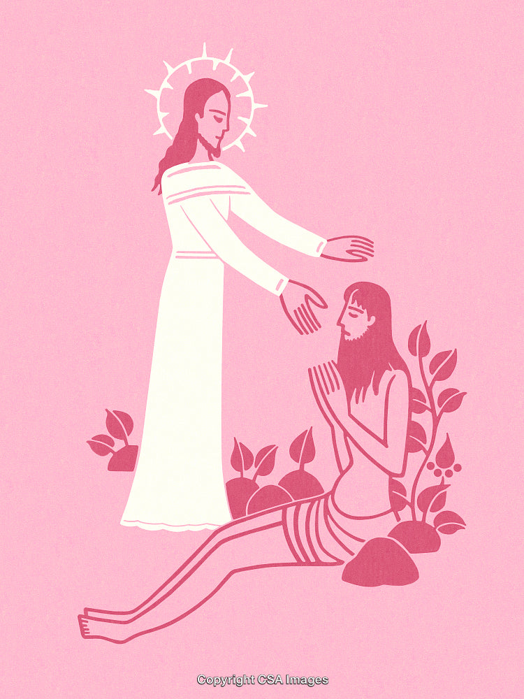 Illustration Depicting a Spiritual Connection in a Minimal Art Style