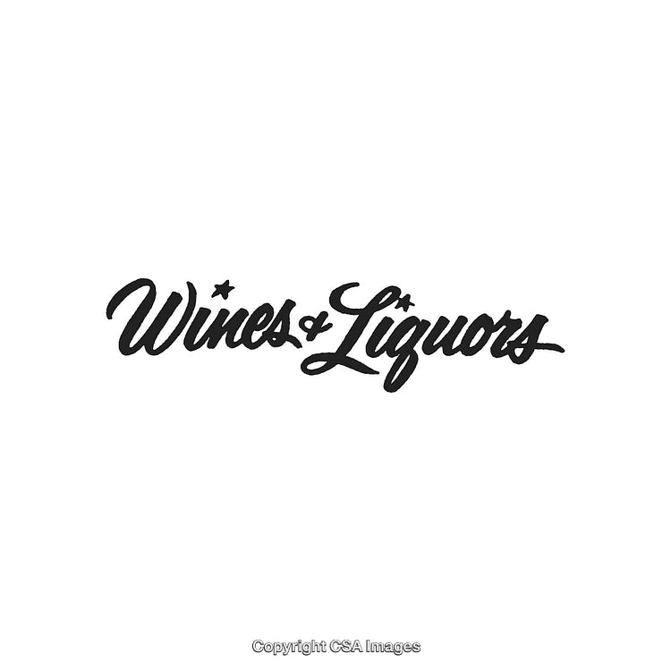 Elegant Black Handwriting of Wines and Liquors Text Symbol