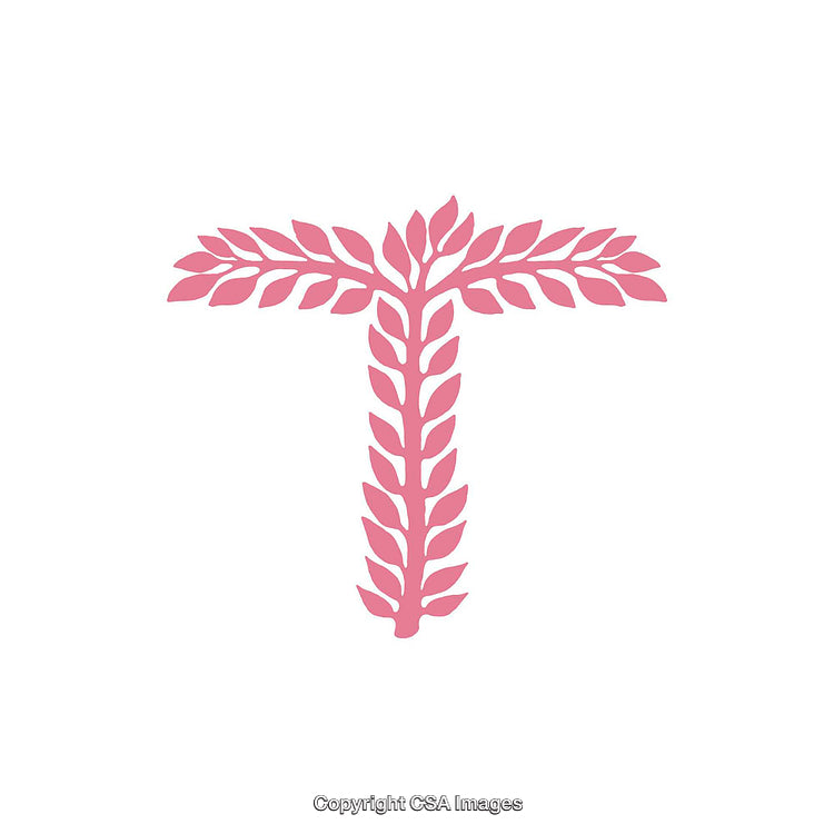 Pink Leafy T Letter Design on a White Background