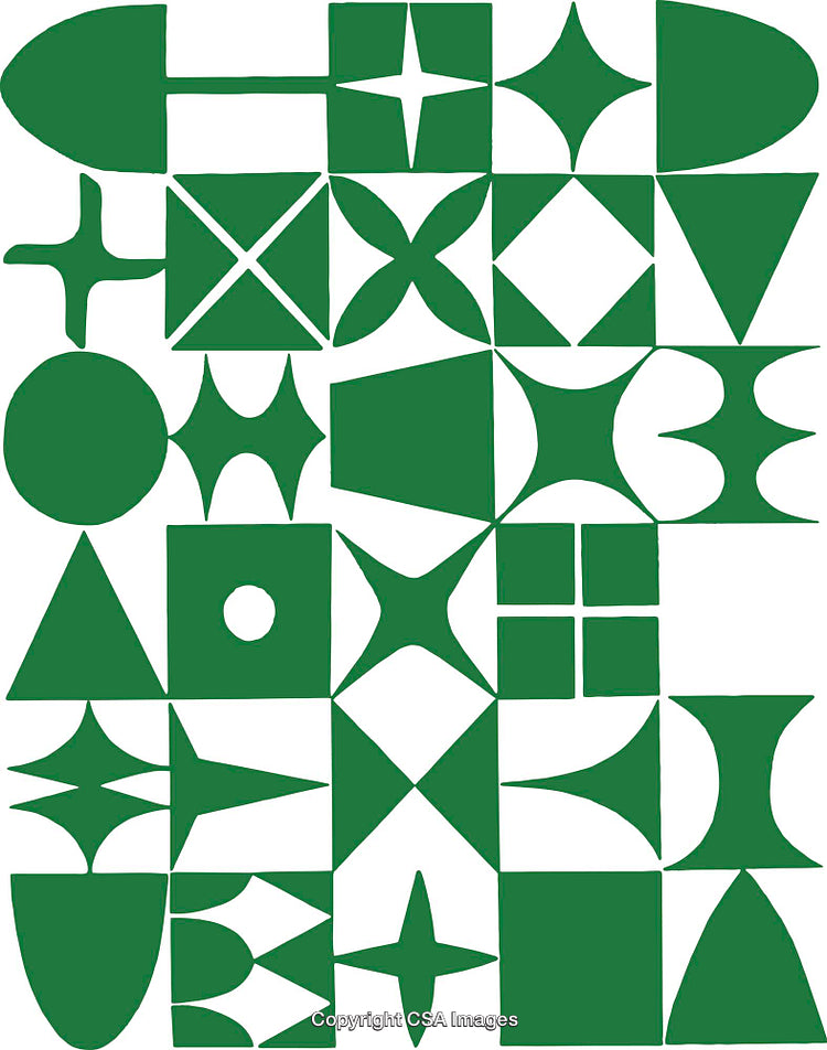 Abstract Geometric Green Pattern with Bold Shapes and Dynamic Designs