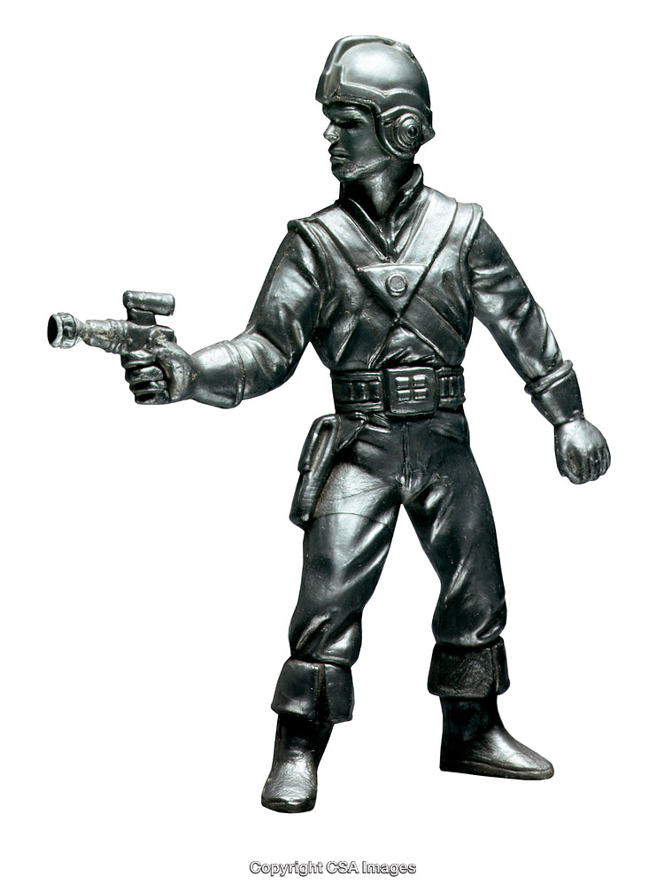 Detailed Plastic Toy Figure of Futuristic Soldier Holding Laser Weapon