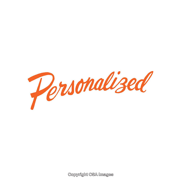 Orange Script Text Featuring the Word Personalized on White Background