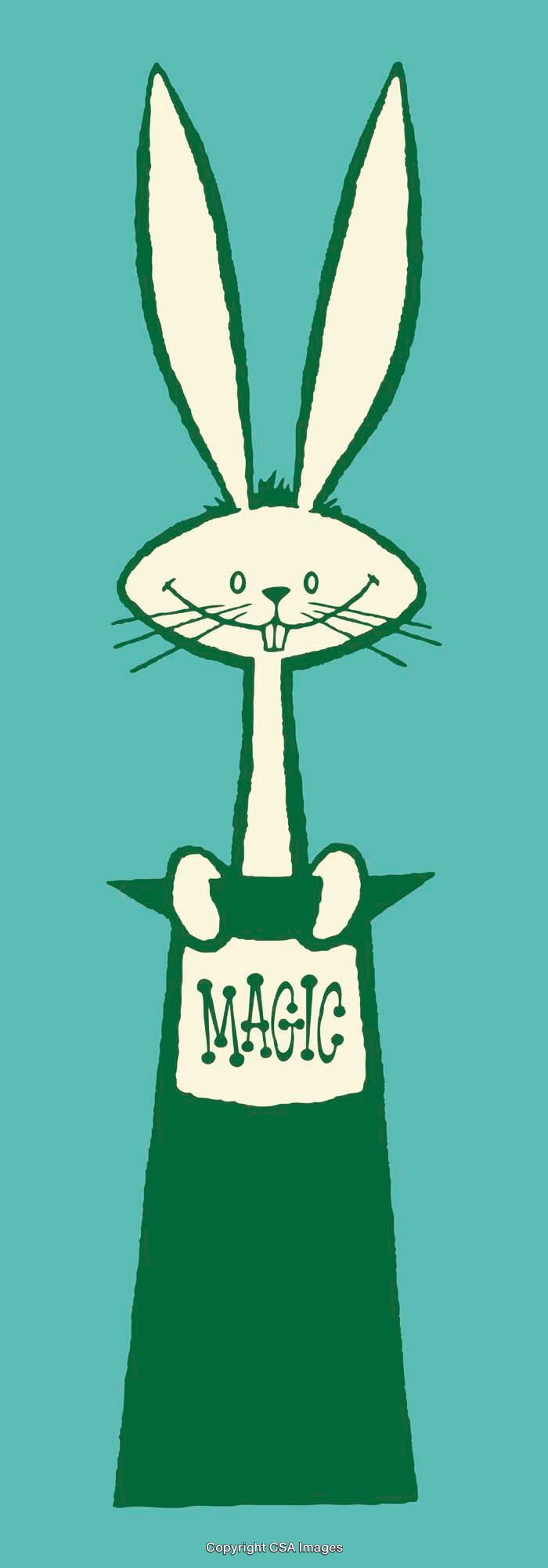 Whimsical Illustration of a Magical Rabbit Emerging from a Hat