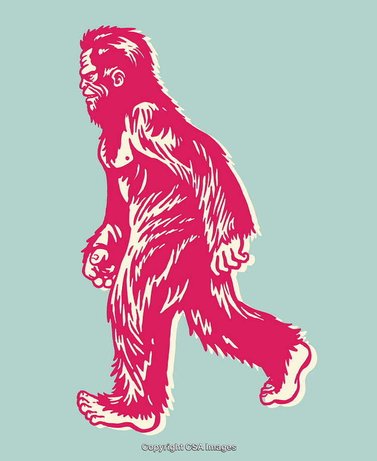 Colorful Artistic Illustration of a Bigfoot Creature Walking