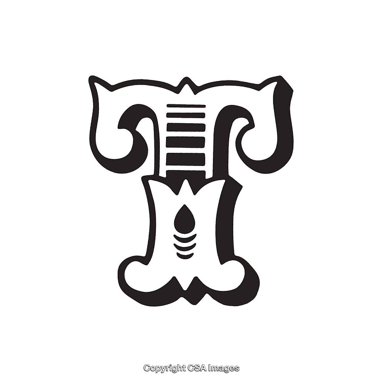 Intricate Monochrome Illustration Featuring the Decorative Letter T Design