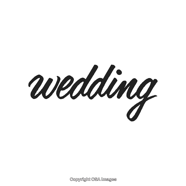 Elegant Black Script Typography for the Word Wedding on White Background