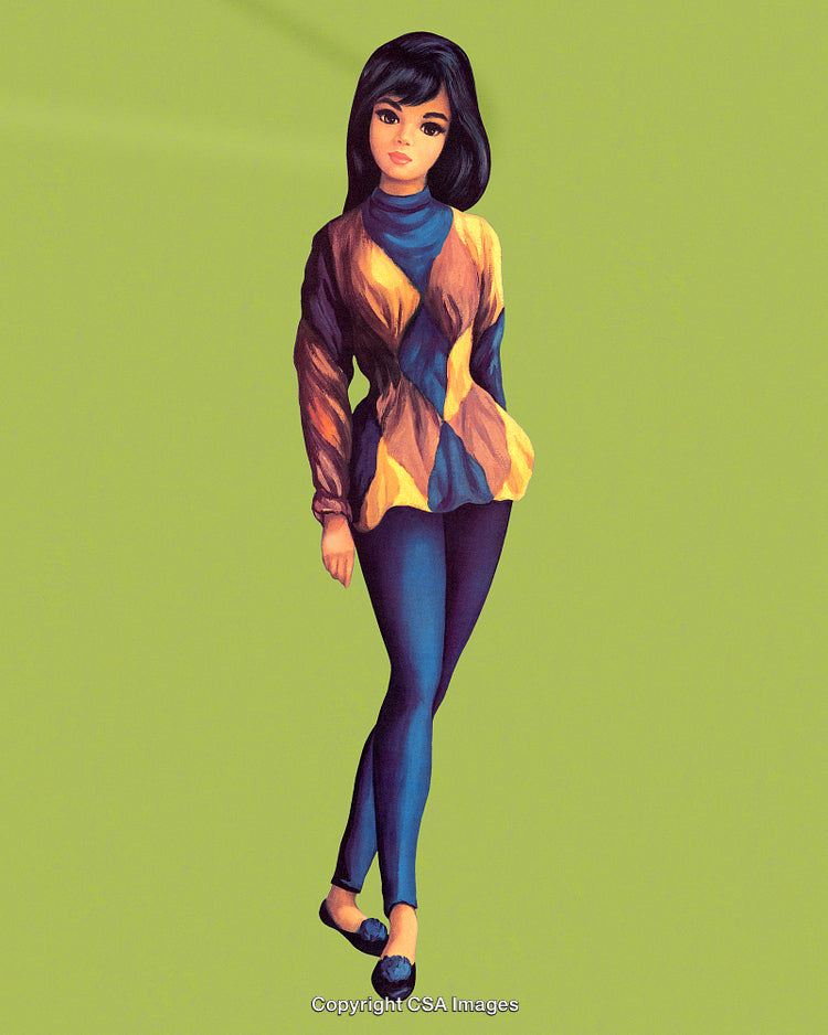 Stylized Illustration of a Fashionable Woman in Modern Clothing