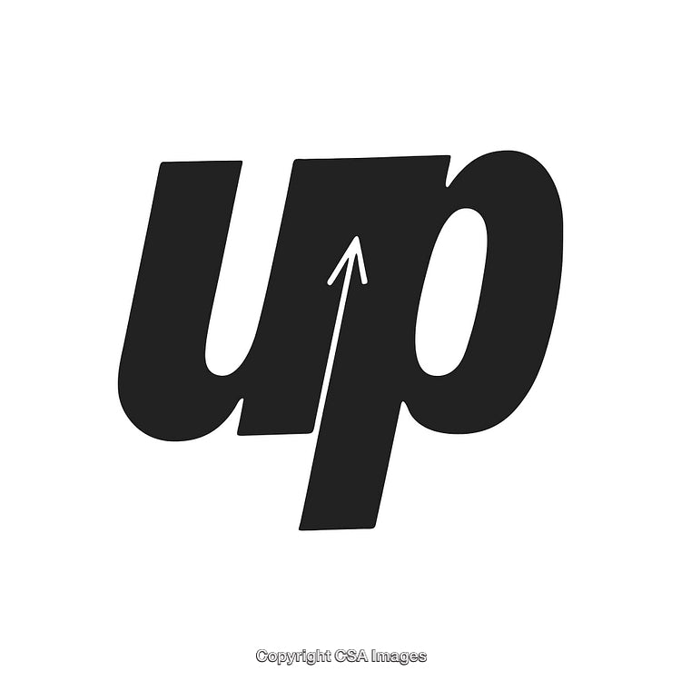 Dynamic Typography with Arrow Symbolizing Upward Progress in Minimalist Style