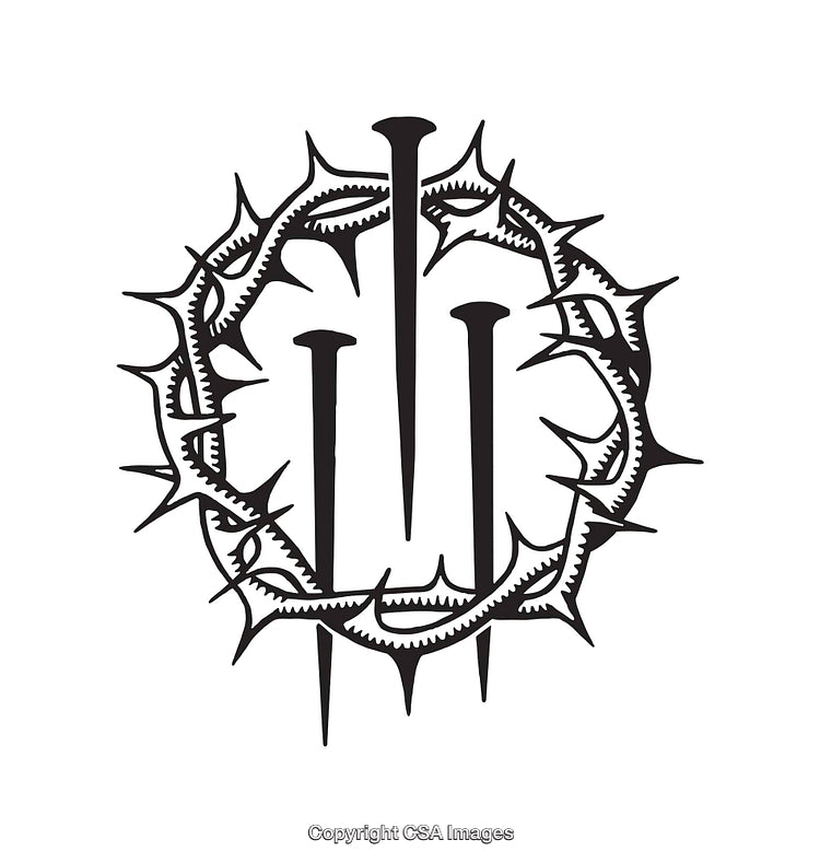 Religious Symbol with Crown of Thorns and Three Nails