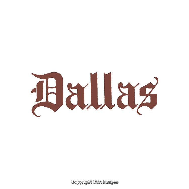 Vintage-Style Typography Featuring the Word Dallas in Decorative Letters