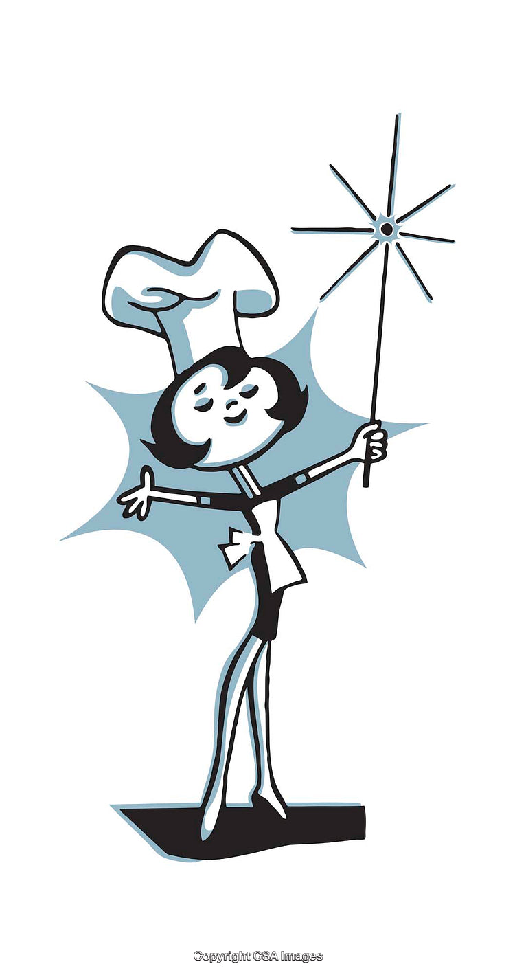 Colorful Vintage Chef Cartoon Illustration with Magic Wand Style