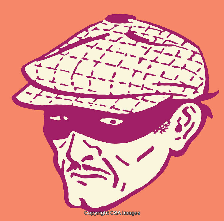 Minimalistic Line Art Illustration of a Mysterious Man Wearing a Patterned Cap