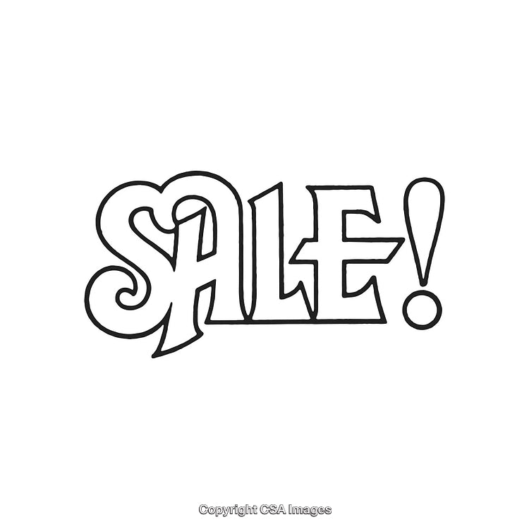 Bold Black and White Hand-Drawn Textural Sale Sign Illustration
