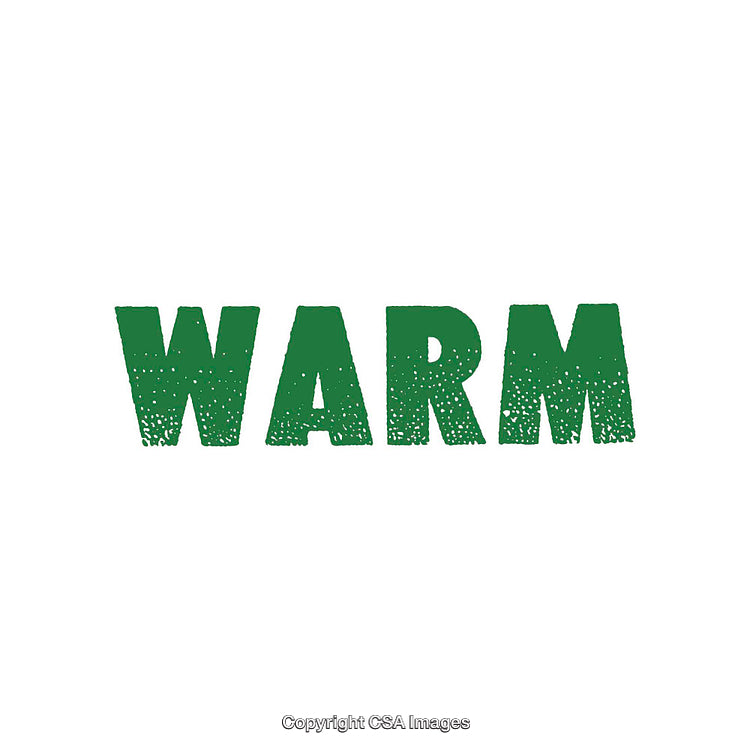 Bold Green Text Reading 'Warm' on a White Background