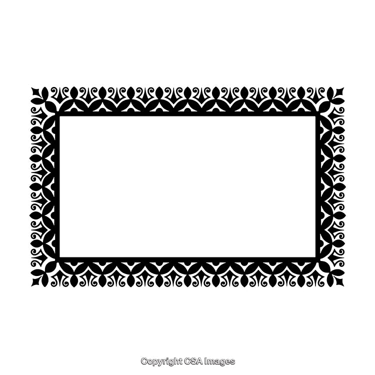Black and White Ornamental Border Featuring Elegant Floral Patterns