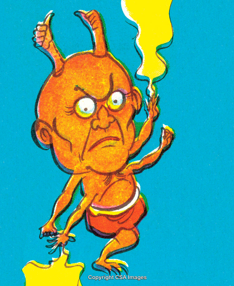 Cartoon Devil Illustration with Bright Colors and Expressive Features