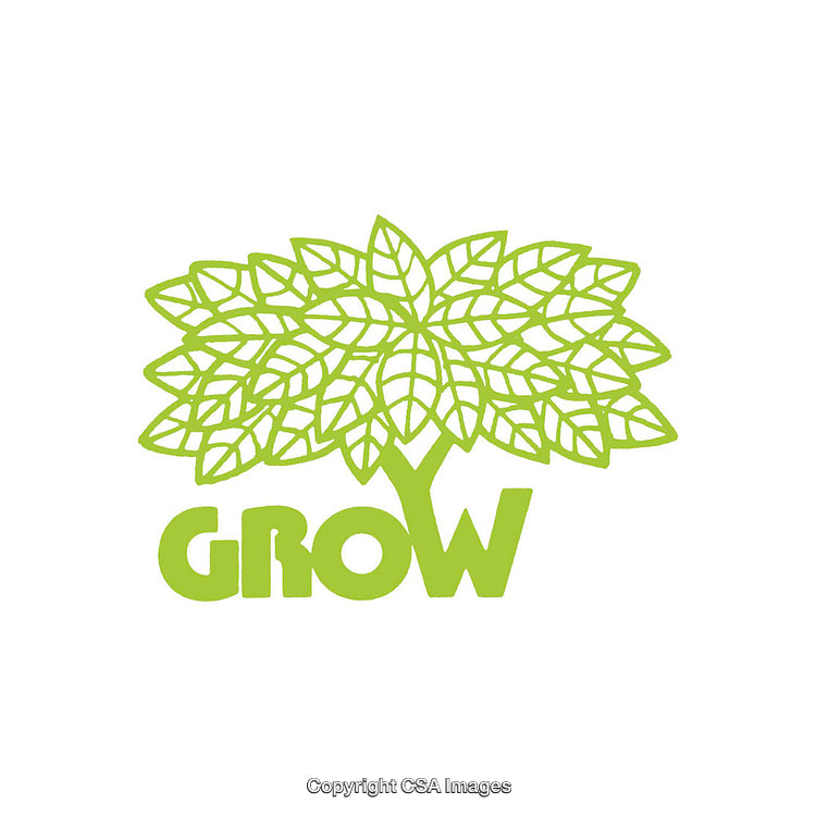 Green Tree Illustration with GROW Text in Natural Design