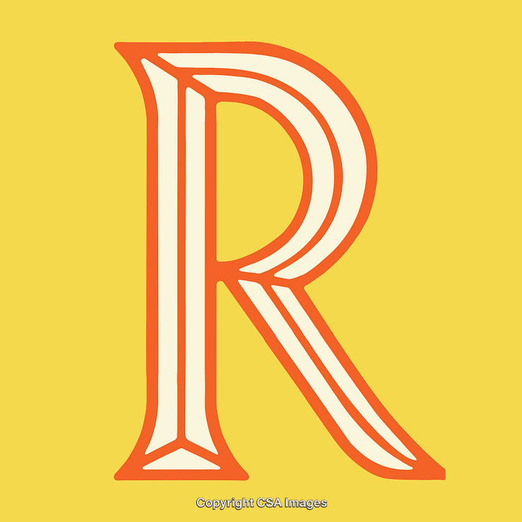 Stylized Letter R on Bright Yellow Background for Creative Design
