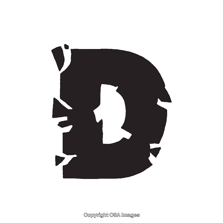 Abstract Representation of the Letter D in Bold Black Design