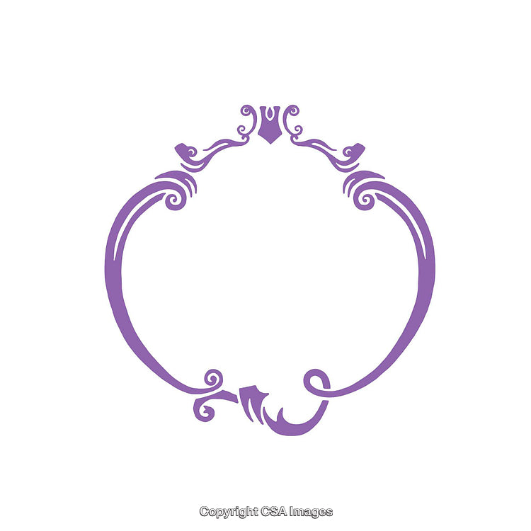 Elegant Purple Floral Frame with Ornamental Swirls and Victorian Design