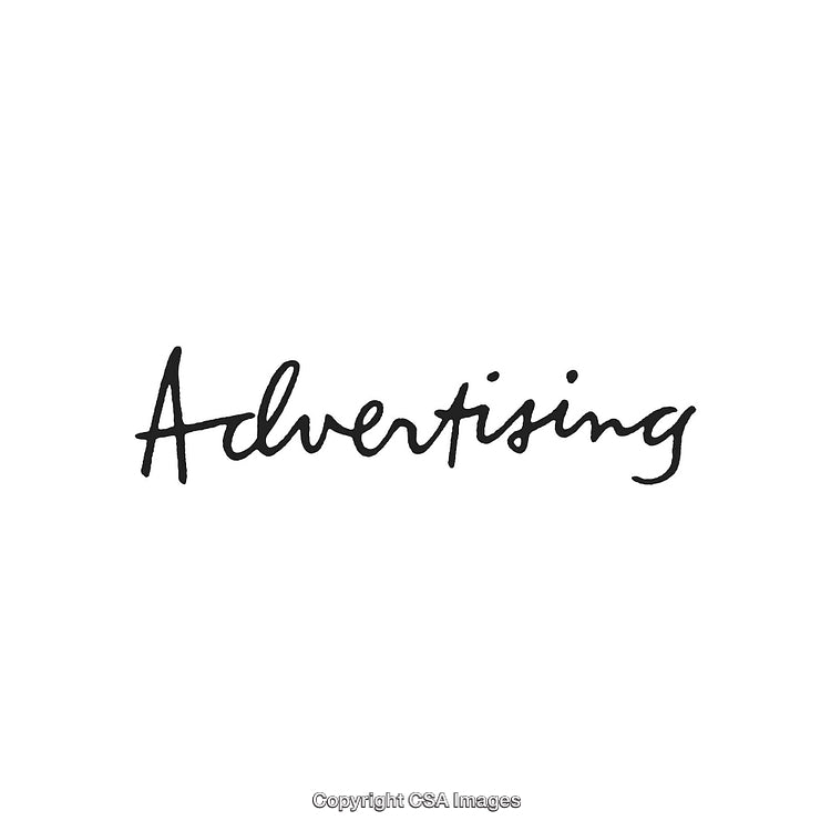 Handwritten Word Advertising in Elegant Black Calligraphy on White Background