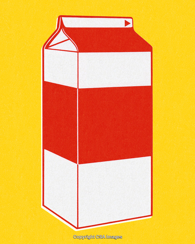 Minimalist Illustration of a Milk Carton on a Bright Yellow Background