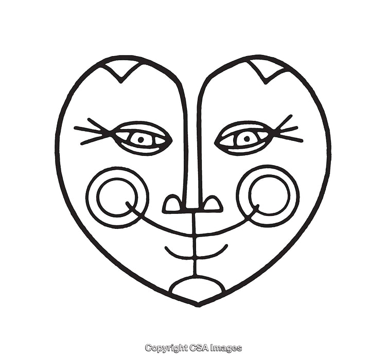 Abstract Line Art of a Heart-Shaped Face with Eyelashes and Smile