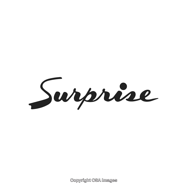 Elegant Black 'Surprise' Calligraphy on White Background for Stylish Designs