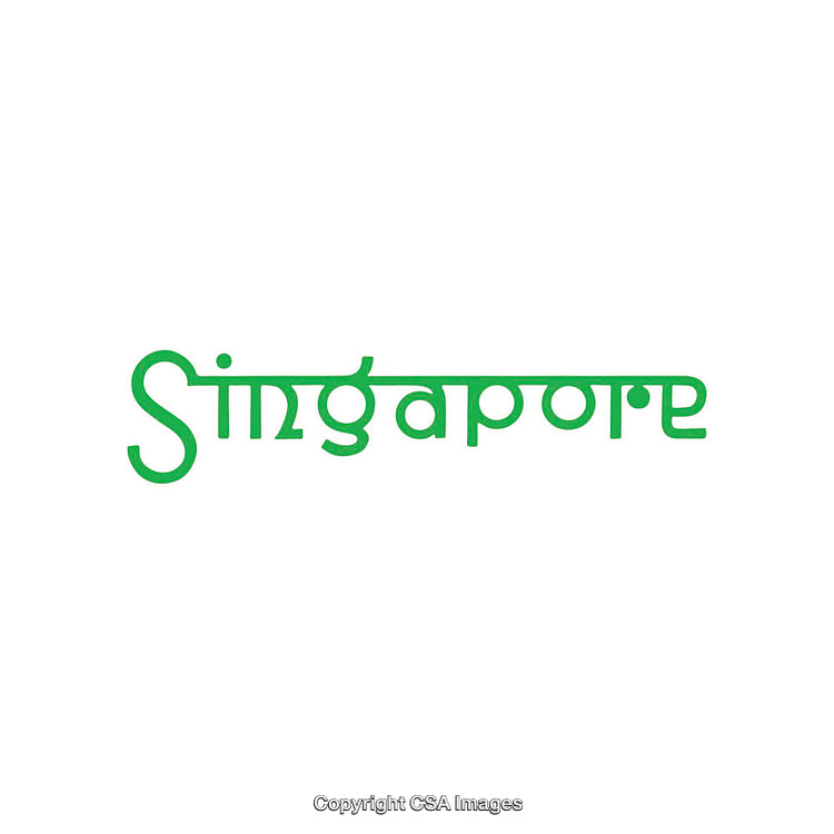 Green Modern Typography Design Featuring the Word Singapore in Stylized Font