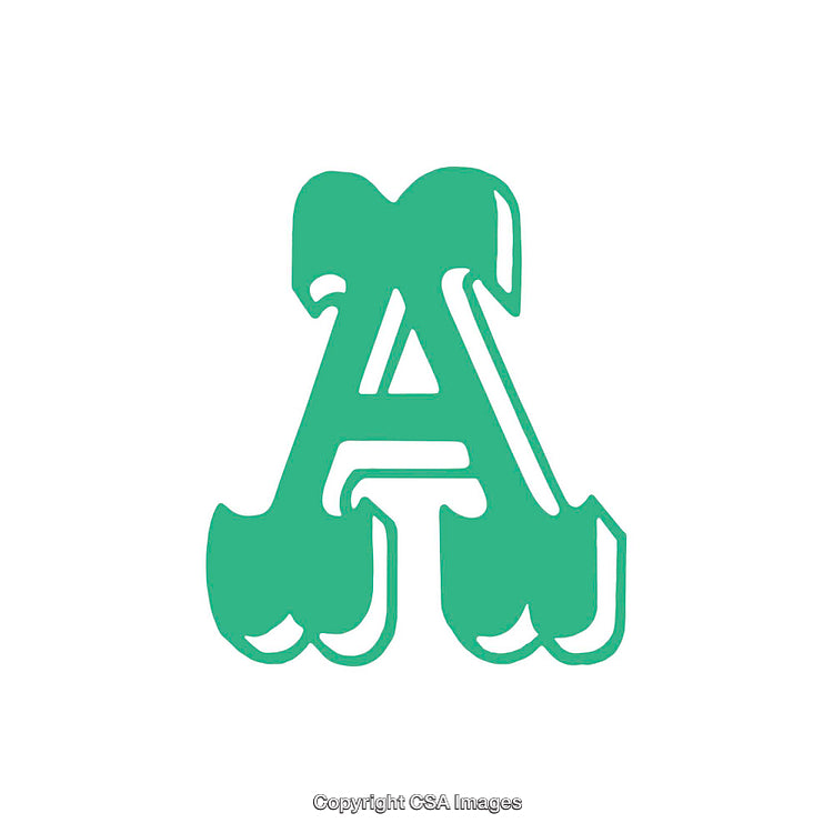 Stylized Green Letter A in Bold Decorative Design